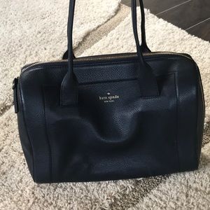 Navy leather handbag